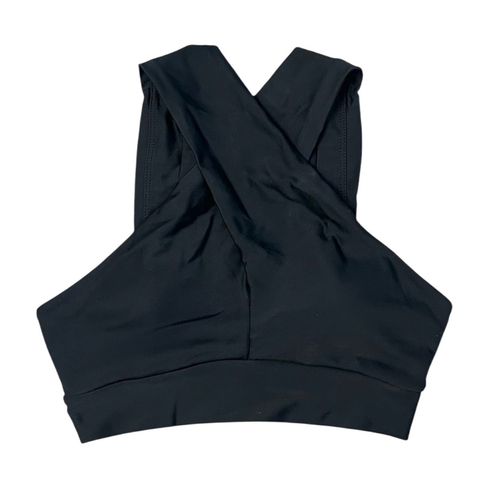 LANSTON Sport Parker Halter Black Cross Front Sports Bra Size XS NWT $112 MSRP